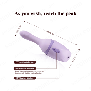 White and purple device with text on a green background