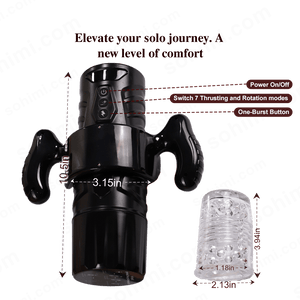 Black and clear device with measurements and text on a green background