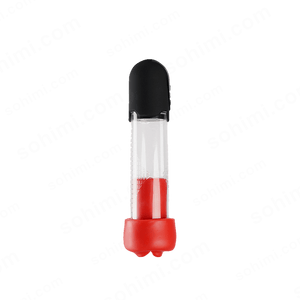 Black clear male penis pump toy with red mouth sleeve