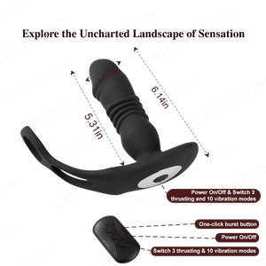 Dual Cock Ring Powerful Thrusting & Vibration Butt Plug - Sohimi