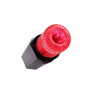 Red and black male masturbator a green background with 'sohimi.com' text.