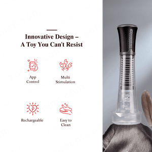 Product with features listed on a green background and a gray background with product.