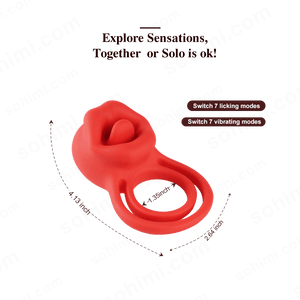 Red silicone ring with text on a green background