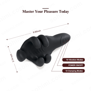 Sexual product with branding and feature text on a green background