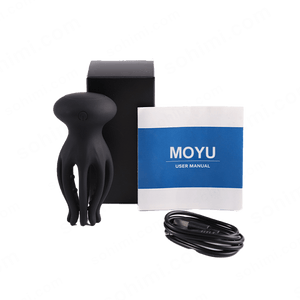 Product set with black hand-shaped device, packaging, and user manual on a transparent background with 'sohimi.com' branding.