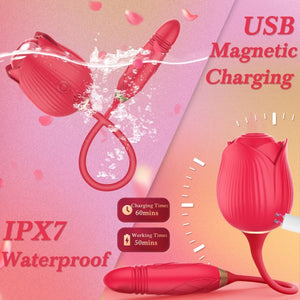 New Upgraded 3 in 1 Rose Sex Stimulator for woman with 10 Tapping Modes - Sohimi