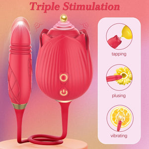 New Upgraded 3 in 1 Rose Sex Stimulator for woman with 10 Tapping Modes - Sohimi