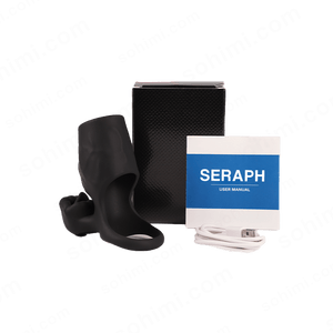 Black electronic device with a user manual labeled 'SERAPH' on a green background with 'sohimi.com' text.