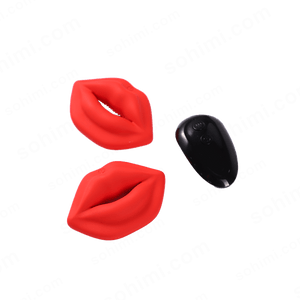 Red and black lip-shaped objects on a green background with 'sohimi.com' text.