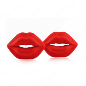 Red lips with a power symbol on a transparent background