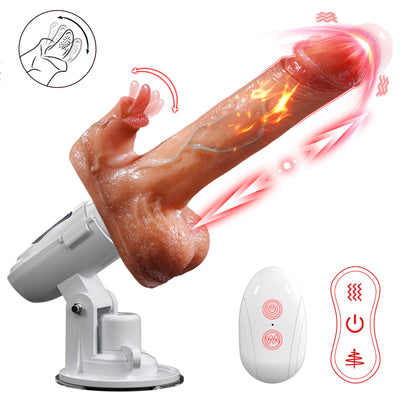 Realistic Thrusting and Vibraing and Licking Sex Dildo with Smart Heating