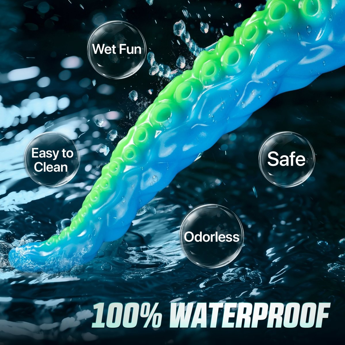 12.9inch Silicone Luminous Tentagle Multiple Stimualtion Dildo with Suction Cup - Sohimi