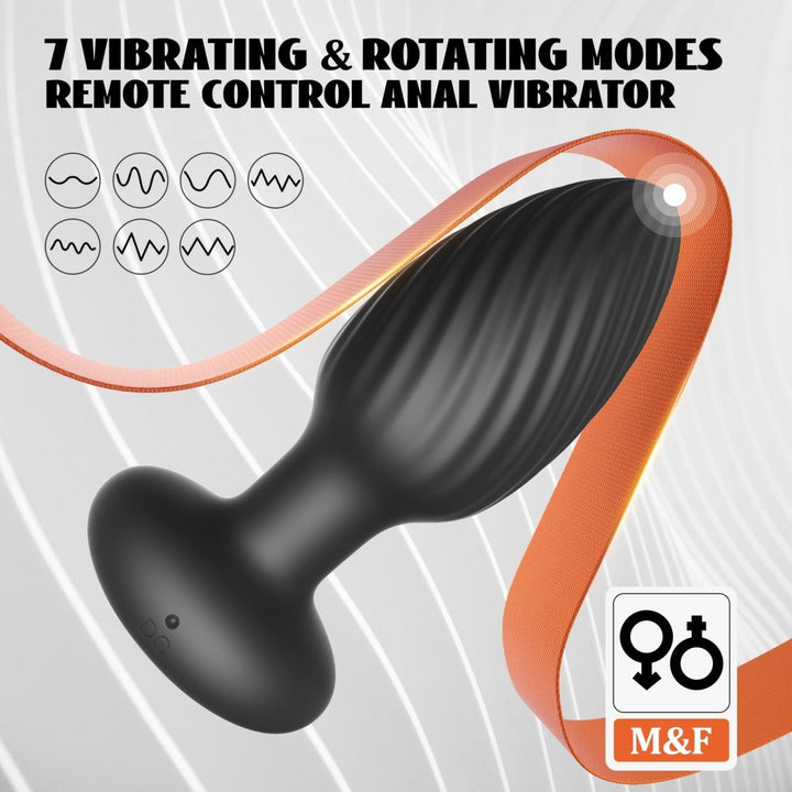 2 in 1 Butt Plug with 7 Rotating and Vibrating Modes Anal Vibrator - Pearlconch - Sohimi