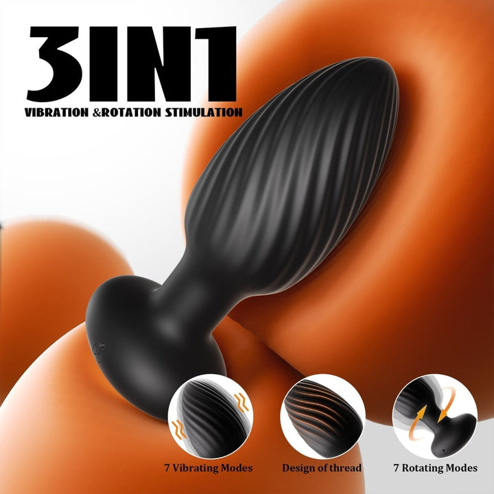 2 in 1 Butt Plug with 7 Rotating and Vibrating Modes Anal Vibrator - Pearlconch - Sohimi