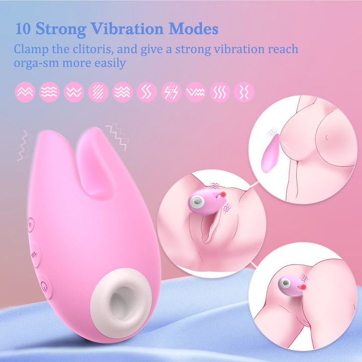 2 in 1 Clitoral Sucking Silicone Vibrator With 10 Vibration Modes - Sohimi