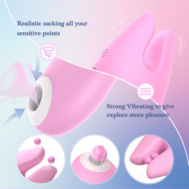 2 in 1 Clitoral Sucking Silicone Vibrator With 10 Vibration Modes - Sohimi