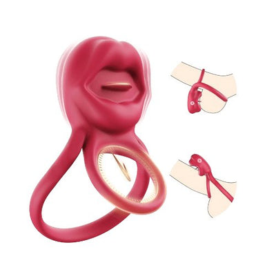 2 in 1 Tongue Clicking Stimulation Vibrating Egg and Double Cock Ring - Sohimi