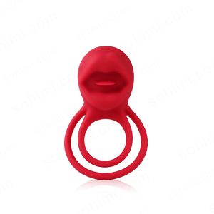 Red silicone ring with a unique design on a green background with 'sohimi.com' branding.