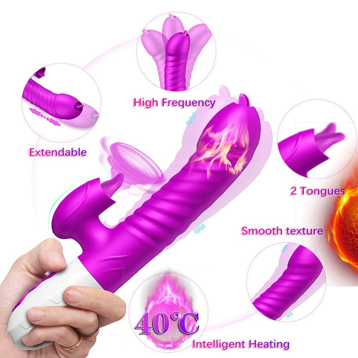 2 Tongues Licking G - Spot Rabbit Stimulator Vibrator - Sohimi