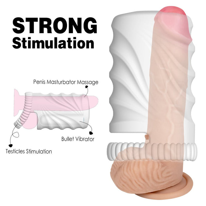 2 Tunnel Holes Silicone VIbration Penis Trainer - Sohimi