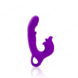 Purple App Control Flapping Licking Female Vibrator with a handle on a transparent background with 'sohimi.com' branding.