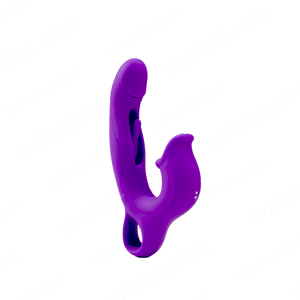 Purple silicone G-spot vibrator on a green background with 'sohimi.com' branding.