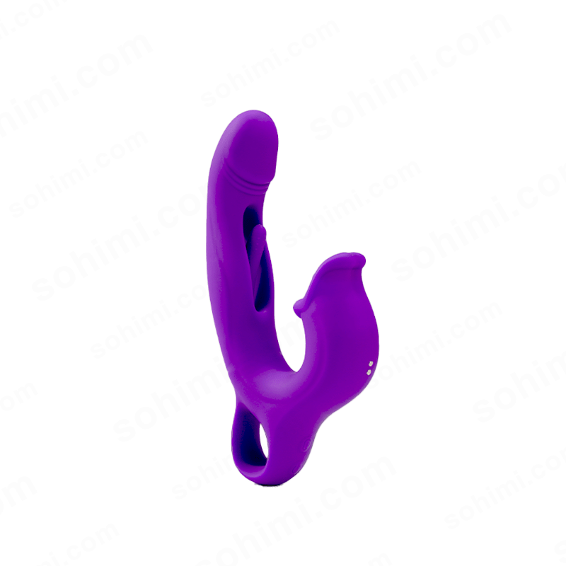 Purple silicone G-spot vibrator on a green background with 'sohimi.com' branding.