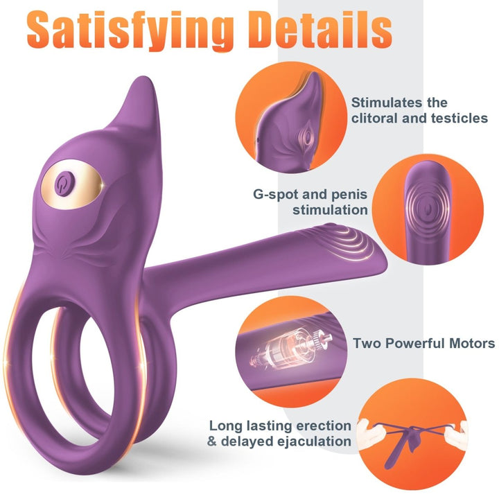 3 in 1 Multifunctional Penis Cock Ring with 10 Vibrating Modes - Sohimi