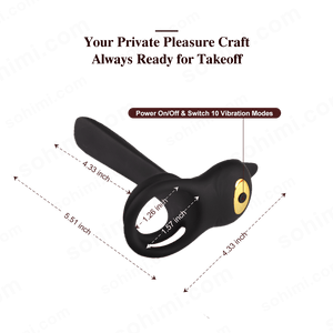 Black Cock Ring toy with text on a green background