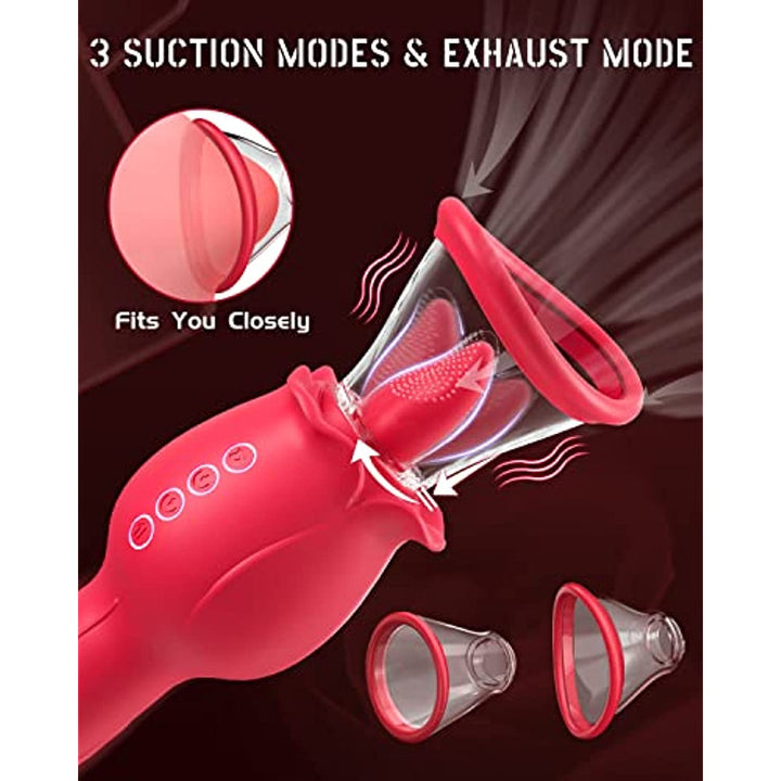 4 in 1 Rose Sucking & Thrusting Clitoral Stimulator with 2 Cups - Sohimi