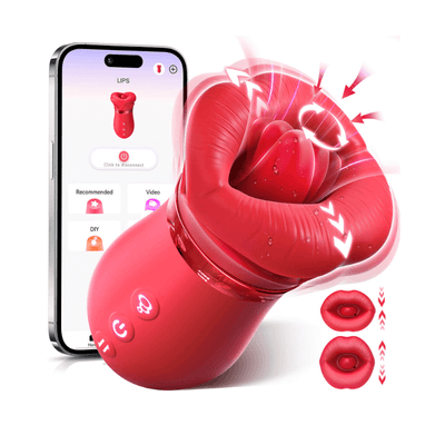 LIPS|4 in 1 Kiss App Control Tongue Licking Multi Stimulations Mouth Vibrator Toy