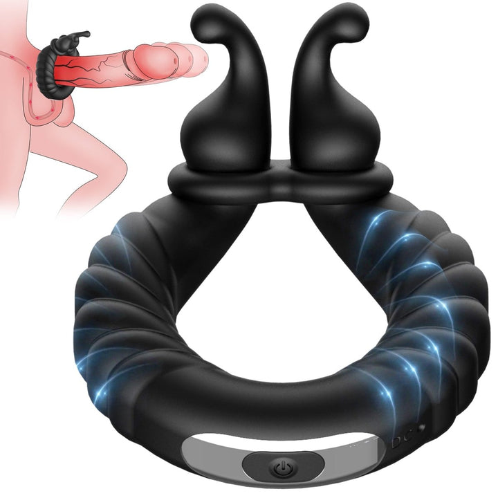 ABELE | 2 Motors Perineum Penis Ring with Vibration - Sohimi