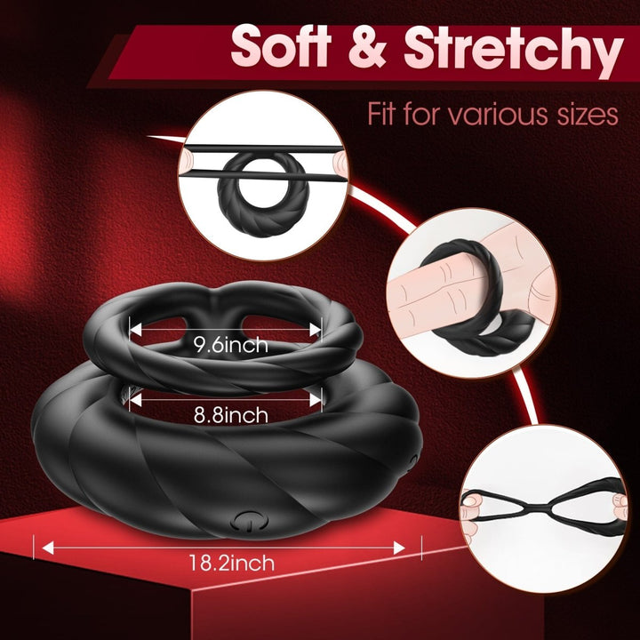 Adult Double Penis Ring Vibrator Cock Ring with 10 Vibration Modes - Sohimi