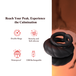 Adult Double Penis Ring Vibrator Cock Ring with 10 Vibration Modes - Sohimi