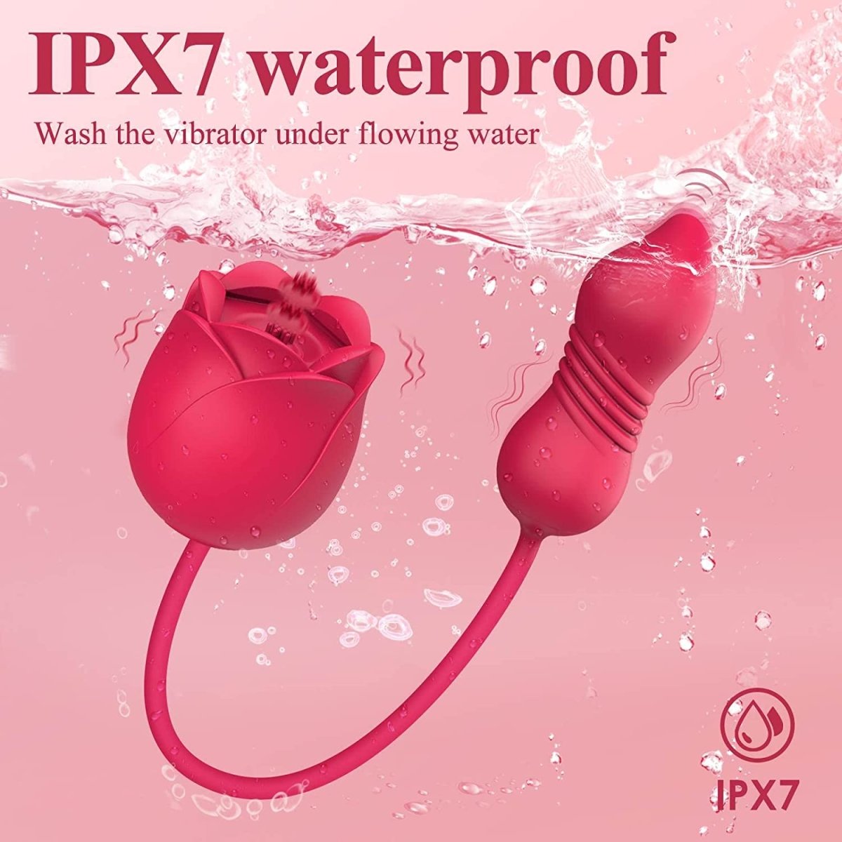 Air Pulse Tapping Clit Rose Vibrator with Thrusting Dildo - Sohimi