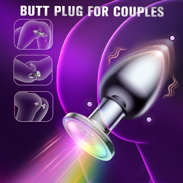 Anal Vibrator Sex Toy Butt Plug with Flashing Light Base - Sohimi