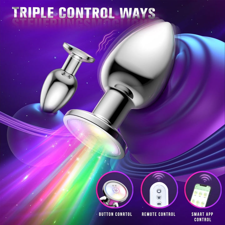 Anal Vibrator Sex Toy Butt Plug with Flashing Light Base - Sohimi