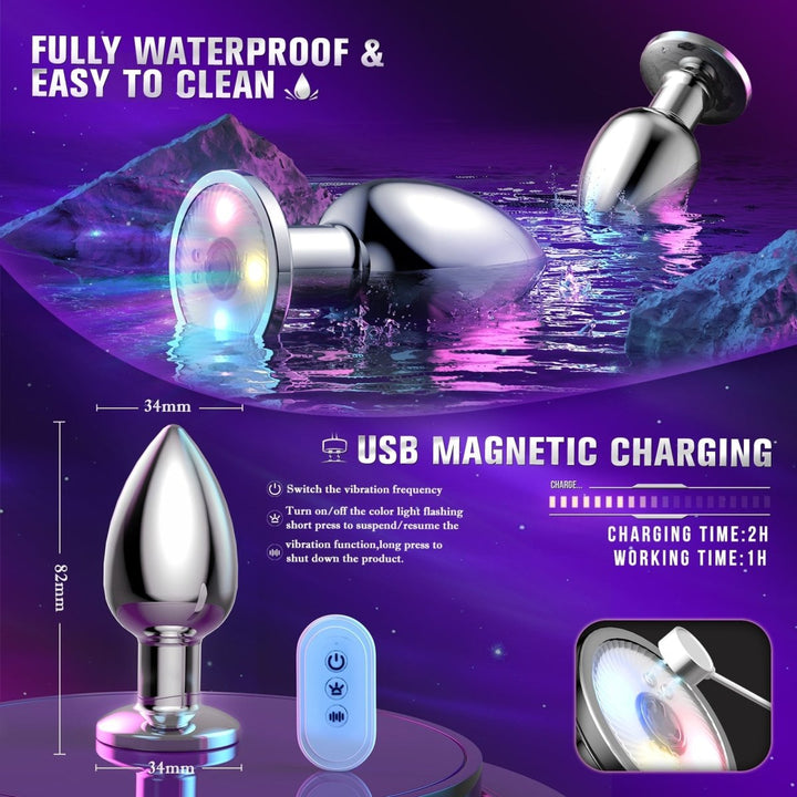 Anal Vibrator Sex Toy Butt Plug with Flashing Light Base - Sohimi