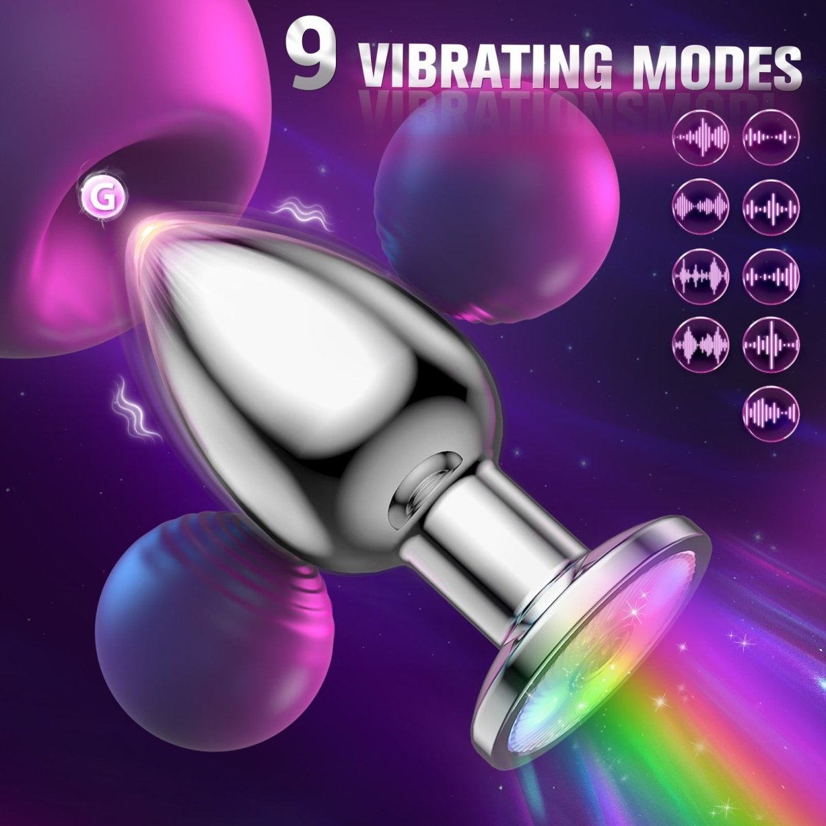 Anal butt plug with text 9 vibrating modes