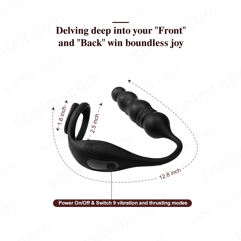 Black Vibrating and Thrusting Anal Plug