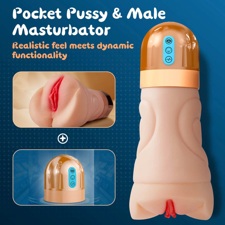 BEYATE| Unique Innovative Vibrating and Suction Pocket Pussy Male Masturbator - Sohimi