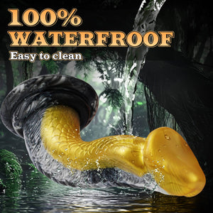Monster Dildo with text 100% waterproof and easy to clean