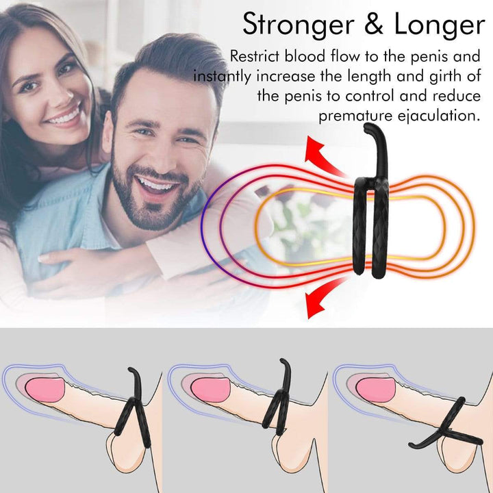 Dual Penis Silicone Multiple Combinations Testicle Ring - Sohimi