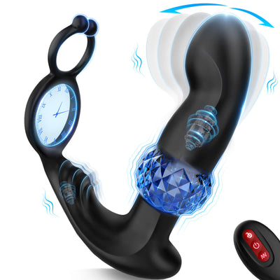 VICTOR| 4 in 1 Wigging and Vibrating Remote Control Anal Toy with Dual Rings