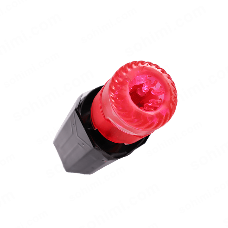 Red and black male masturbator  a green background with 'sohimi.com' text.