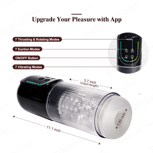 Sexual product with app upgrade feature on a green background