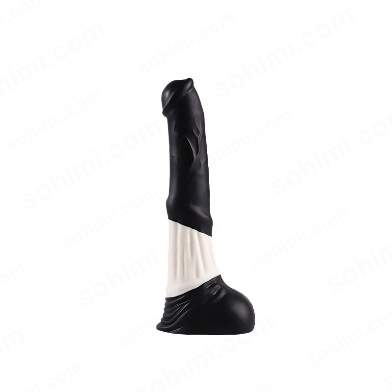 Black and white monstor dildo on a green background with 'sohimi.com' branding.