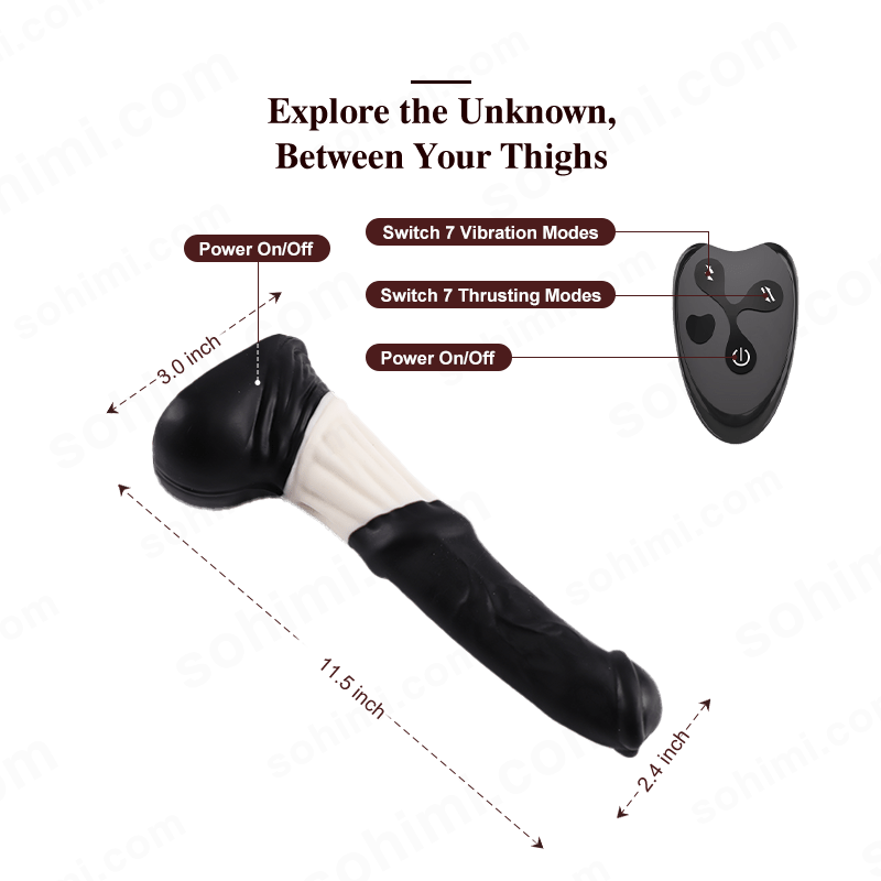 Sexual product with control panel on a green background with 'sohimi.com' branding.