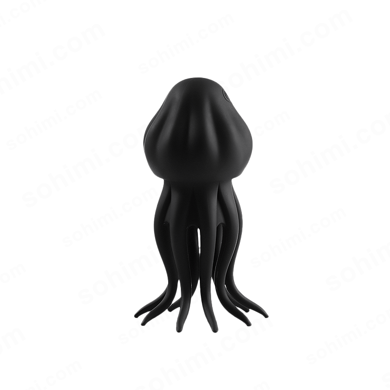 Black squid-shaped object on a white background