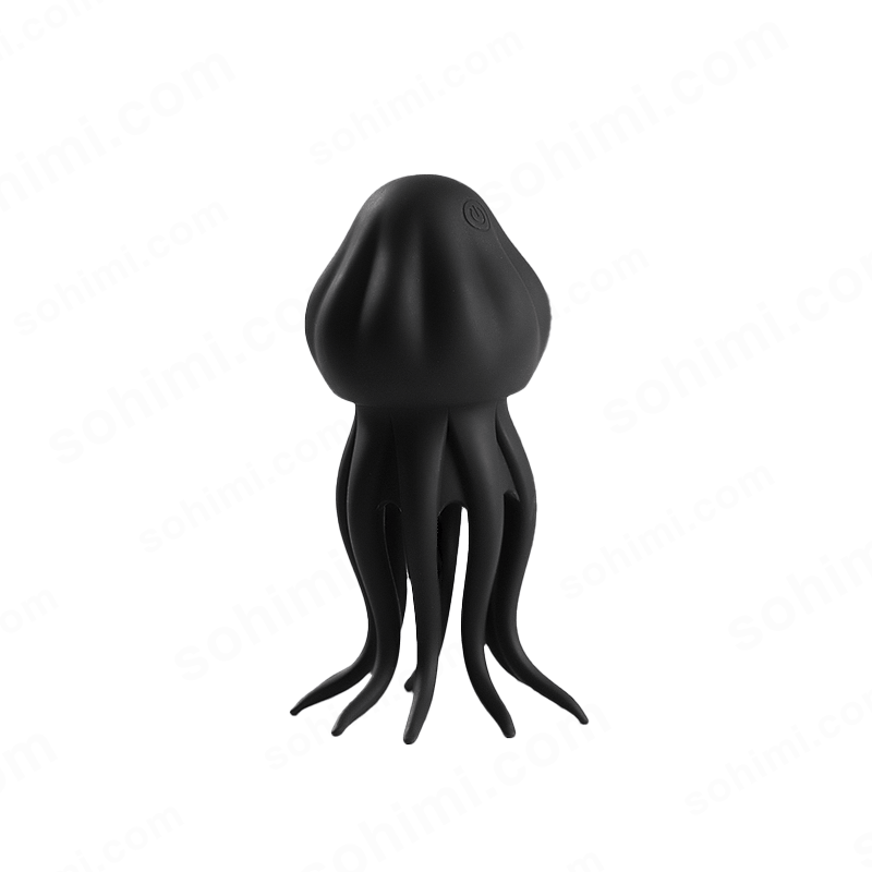 Black squid-shaped Penis Trainer on a green background with 'sohimi.com' text.